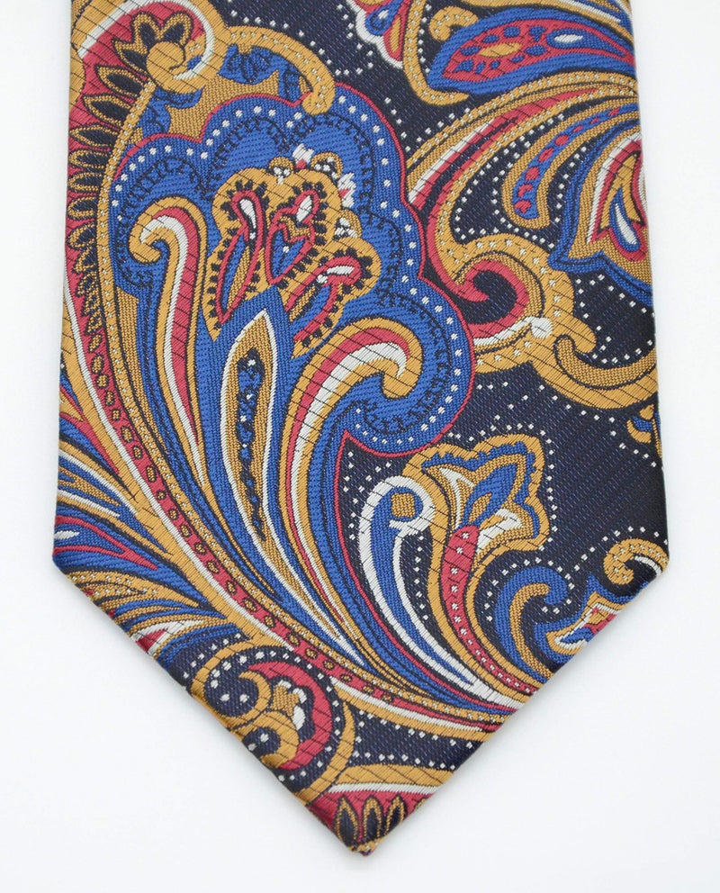 Geotae Zerun New Classic Men's Paisley Silk Tie Necktie (Dark Blue/Brown) - Image 4
